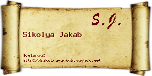 Sikolya Jakab névjegykártya